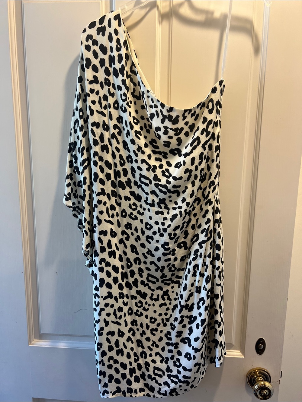 Madison Marcus Black and White Leopard Print Slip Dress